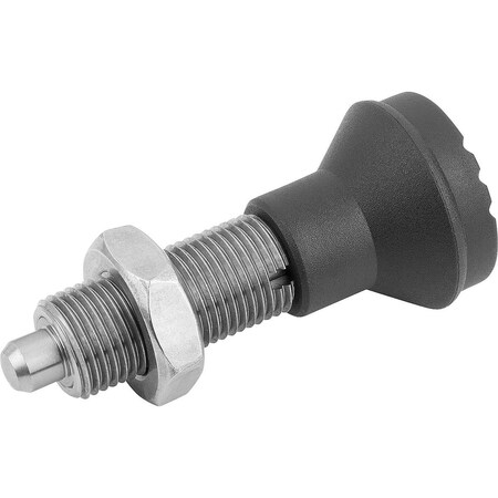 Kipp Indexing Plunger Wo. Groove Size:3 D1=M16X1, 5, Form:H Stainless Steel, Hardened, Comp:Thermoplastic, K0344.02308